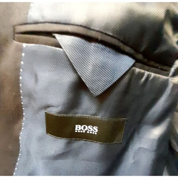 Hugo Boss Reda Super 100 Virgin Wool Mens Size 44L Work Event Blazer Navy Blue - Picture 3 of 9